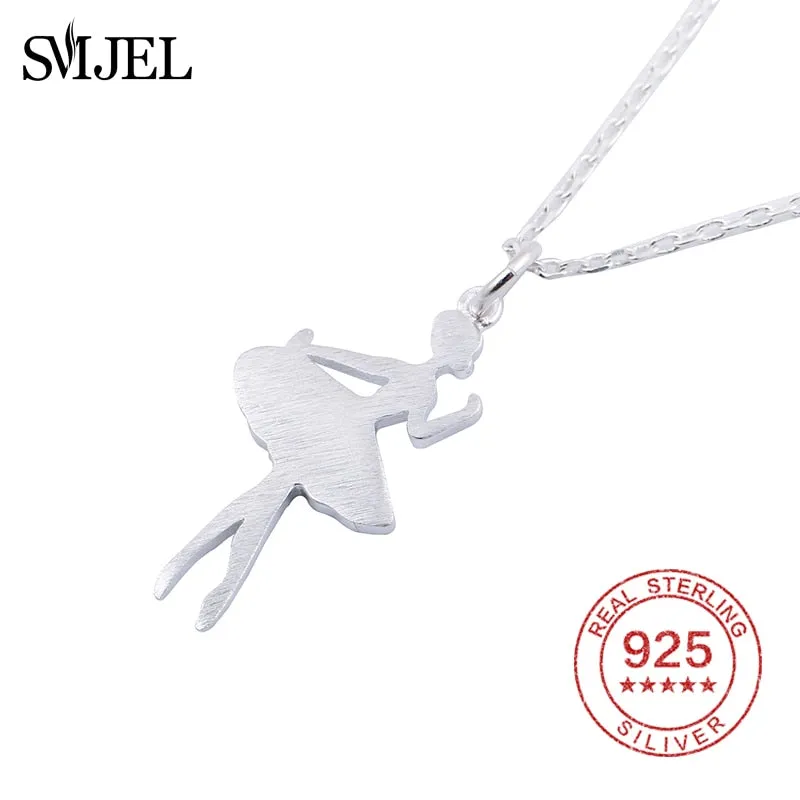 100% 925 Sterling Silver Ballerina Pendant Necklace For Women Necklaces Dancers Accessories Ballet Jewelry Girl Party Gifts