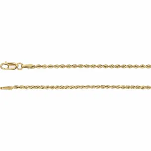 14K Yellow Gold Rope Chain, 18 Inches Long 1.85 mm  - CH956G-18