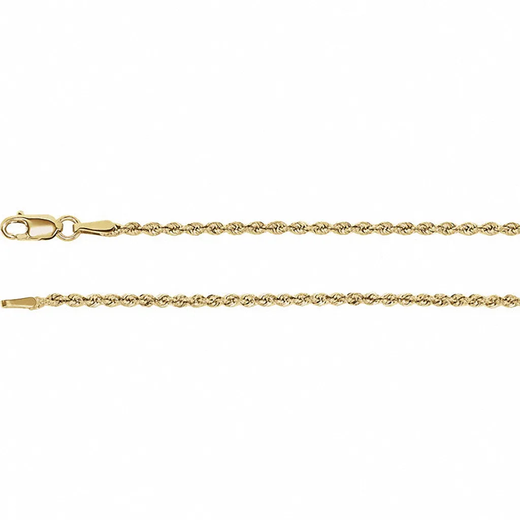 14K Yellow Gold Rope Chain, 18 Inches Long 1.85 mm  - CH956G-18