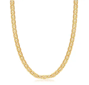 18K Gold Plated 6MM Diamond Cut Pave Flat Mariner Necklace