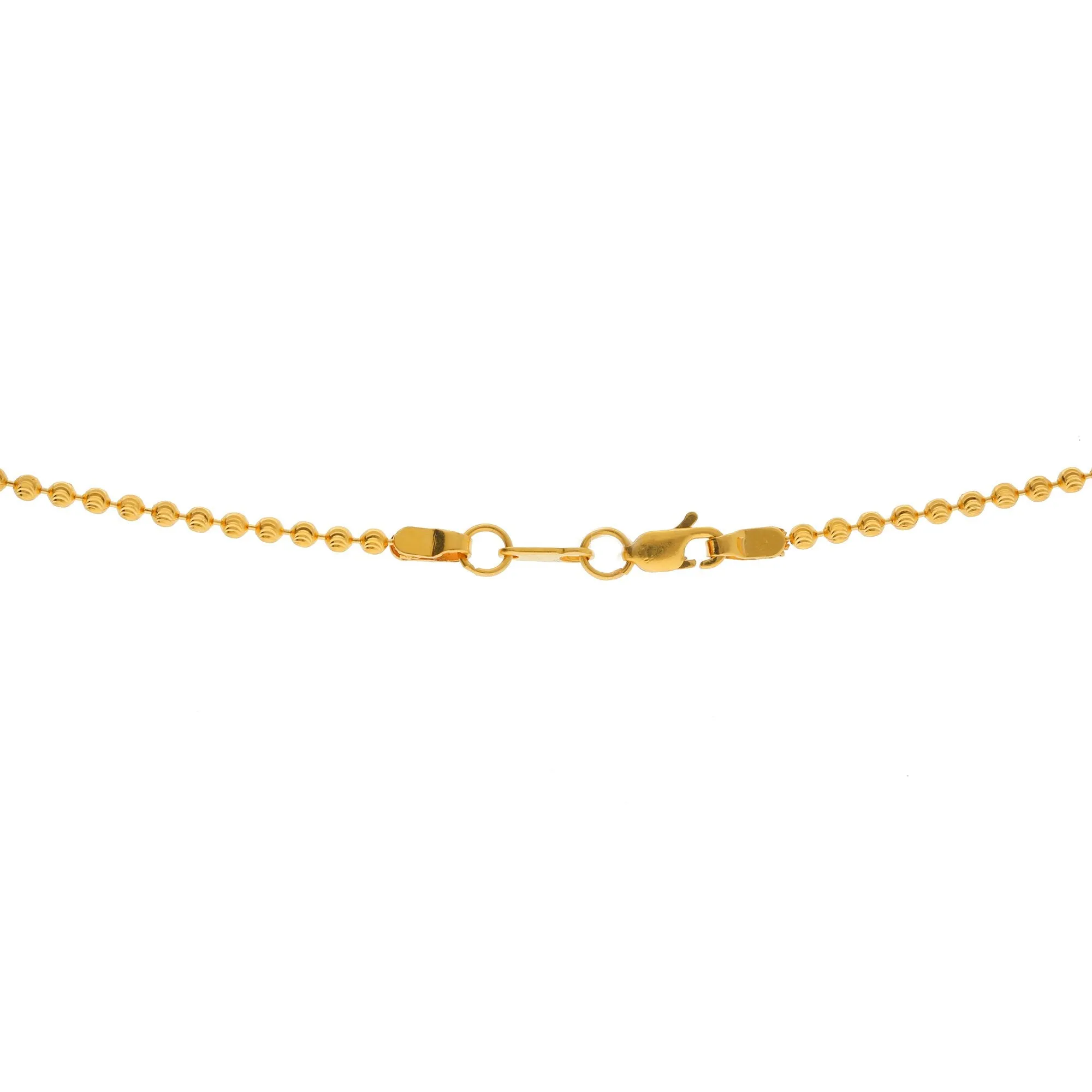 22K Yellow Gold Chain Necklace W/ Ball & Glass Blast Pipe Beads