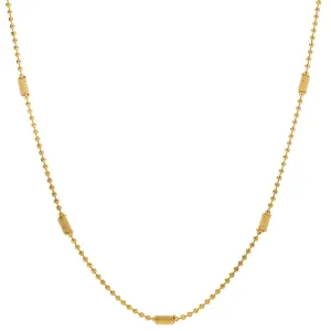 22K Yellow Gold Chain Necklace W/ Ball & Glass Blast Pipe Beads