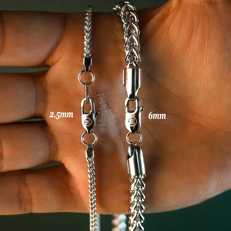 2.5mm Franco Box Chain in White Gold