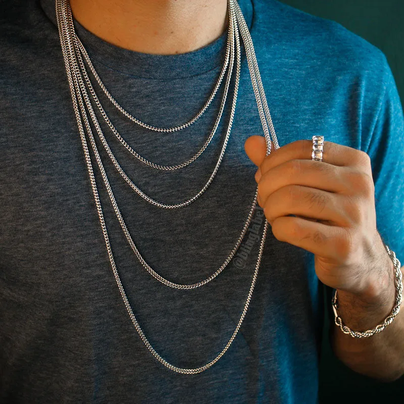 2.5mm Franco Box Chain in White Gold