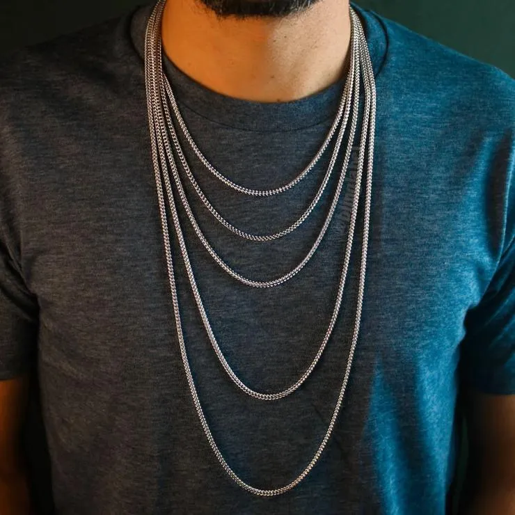 2.5mm Franco Box Chain in White Gold