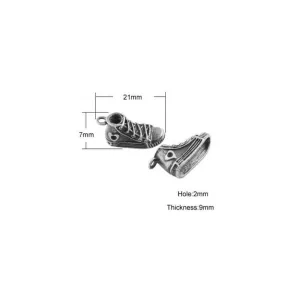 5 Pcs Tibetan Silver Shoe High Top Skateboard Baseball Trainers 3D7mm x  21mm Charms Pendants