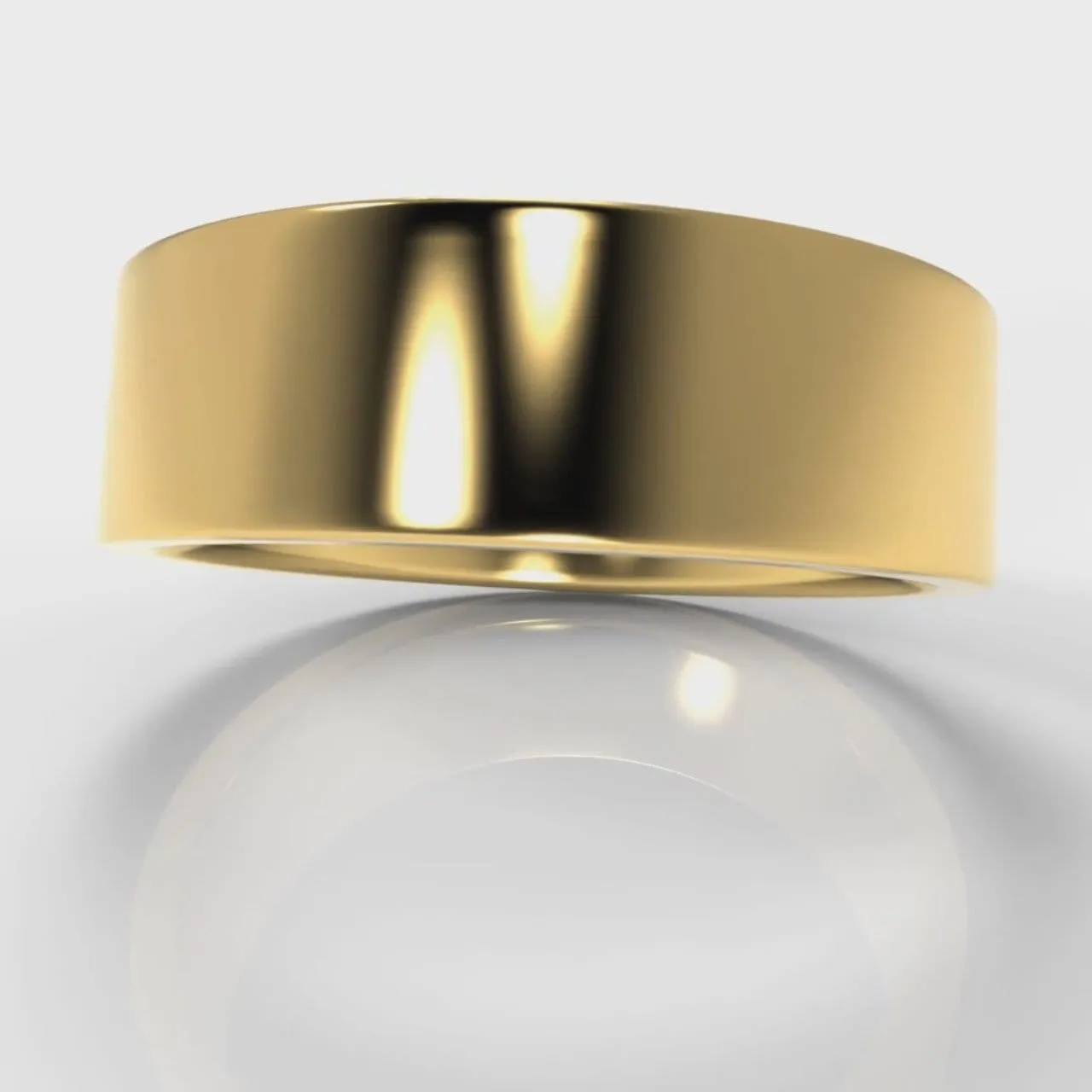 7mm Flat Top Comfort Fit Wedding Ring - Yellow Gold