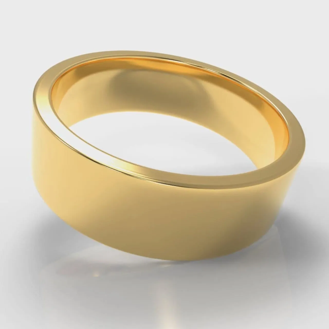 7mm Flat Top Comfort Fit Wedding Ring - Yellow Gold