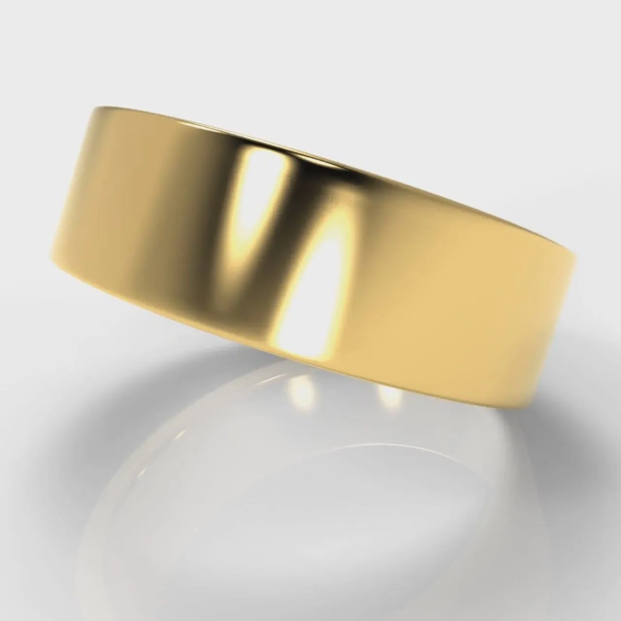 7mm Flat Top Comfort Fit Wedding Ring - Yellow Gold