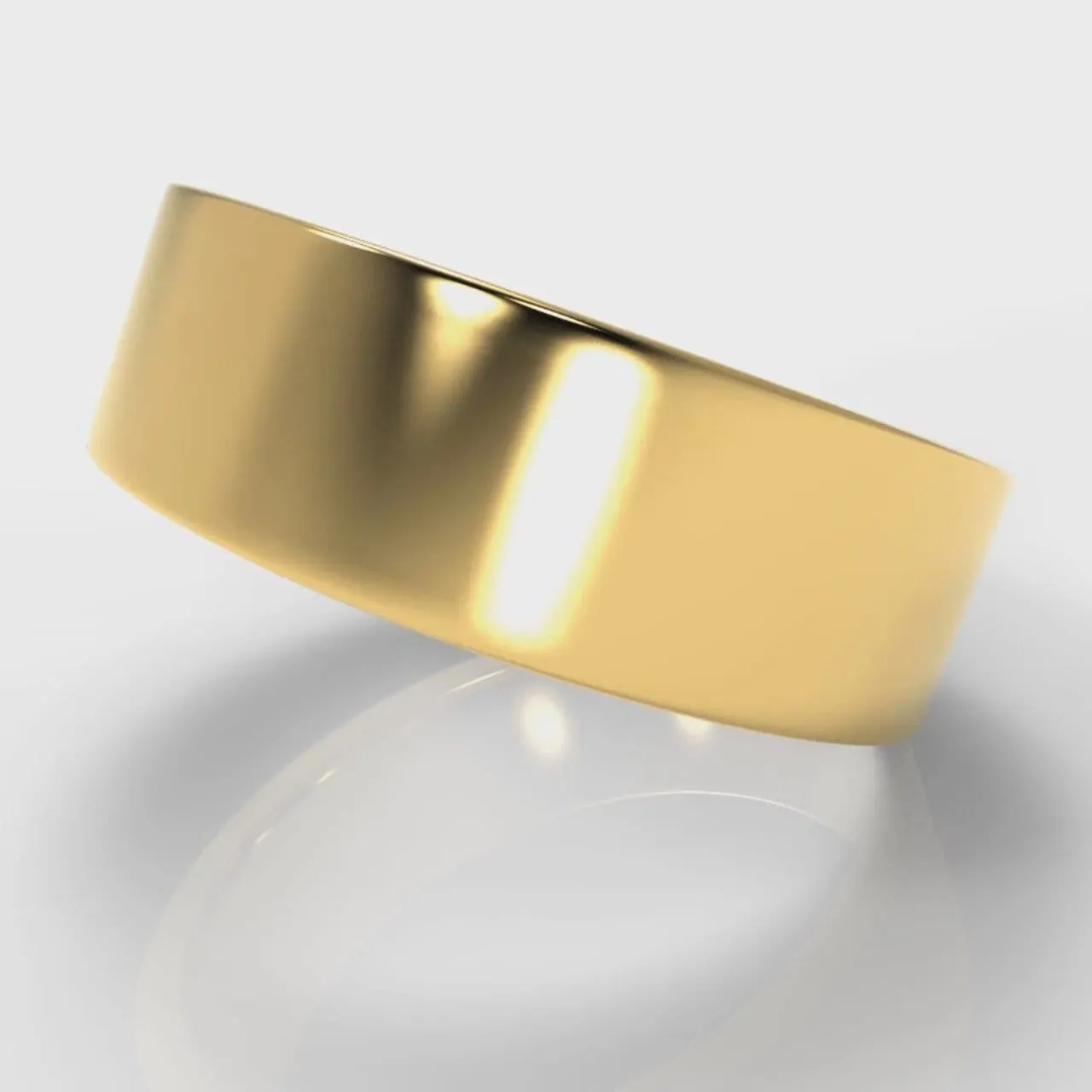 7mm Flat Top Comfort Fit Wedding Ring - Yellow Gold