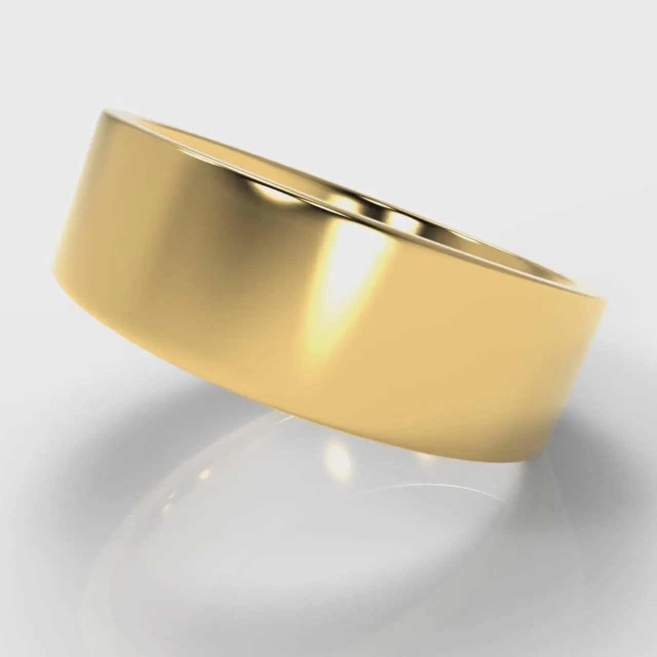 7mm Flat Top Comfort Fit Wedding Ring - Yellow Gold
