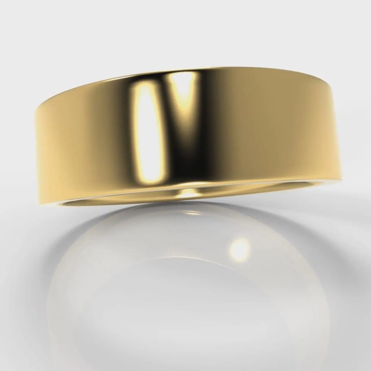7mm Flat Top Comfort Fit Wedding Ring - Yellow Gold