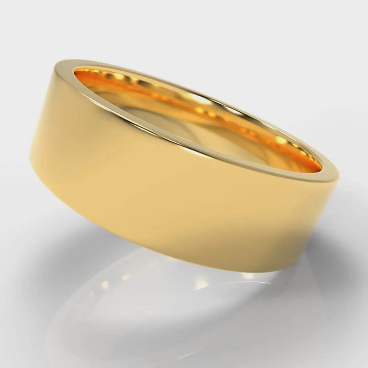 7mm Flat Top Comfort Fit Wedding Ring - Yellow Gold
