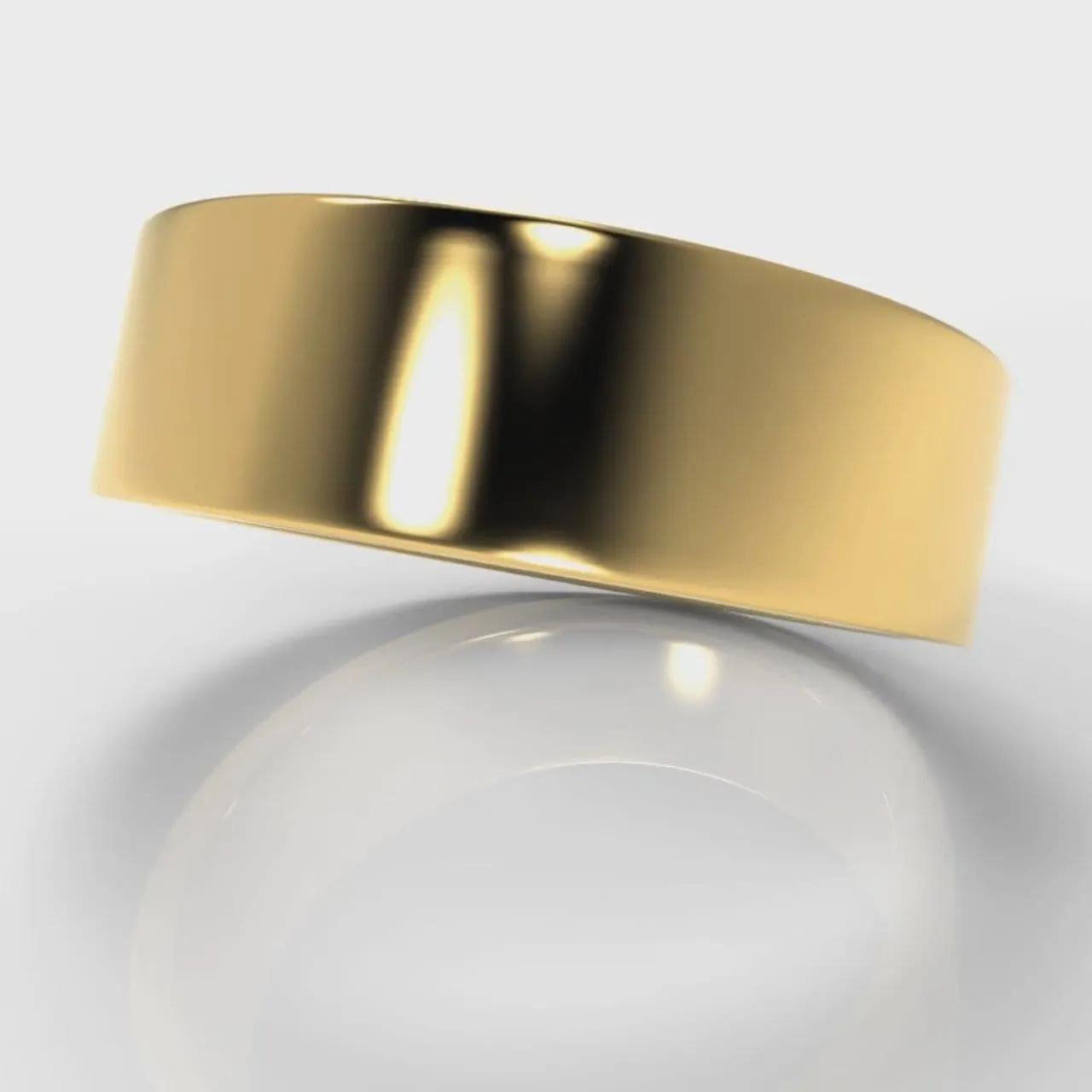 7mm Flat Top Comfort Fit Wedding Ring - Yellow Gold