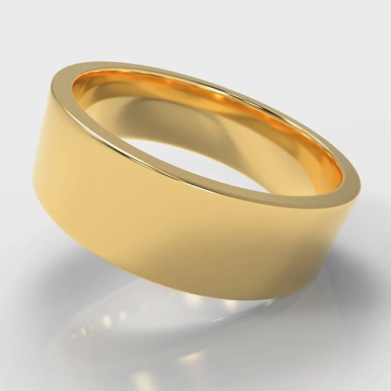 7mm Flat Top Comfort Fit Wedding Ring - Yellow Gold