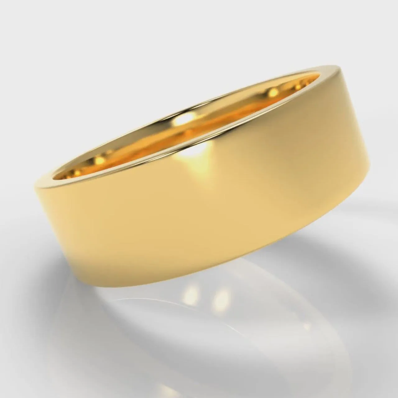 7mm Flat Top Comfort Fit Wedding Ring - Yellow Gold
