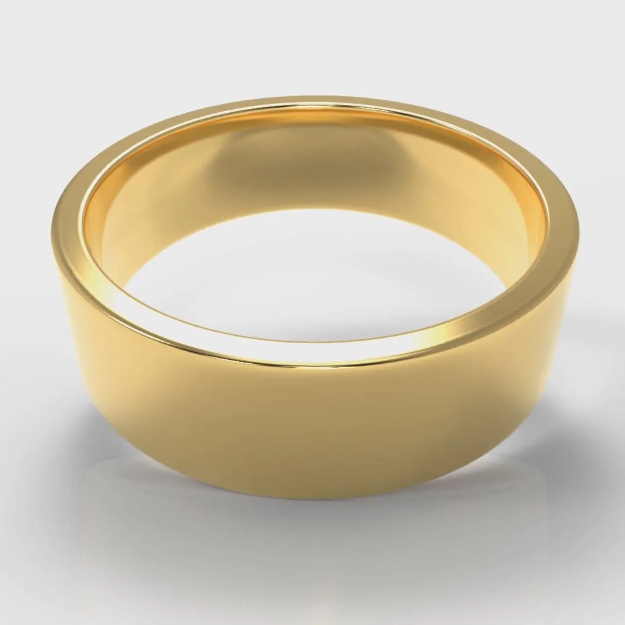 7mm Flat Top Comfort Fit Wedding Ring - Yellow Gold