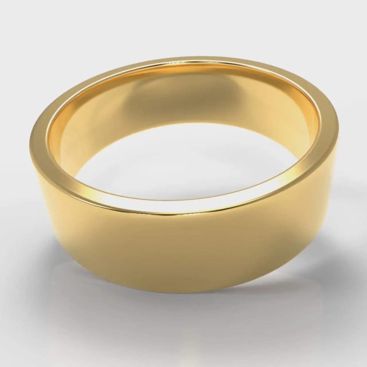 7mm Flat Top Comfort Fit Wedding Ring - Yellow Gold