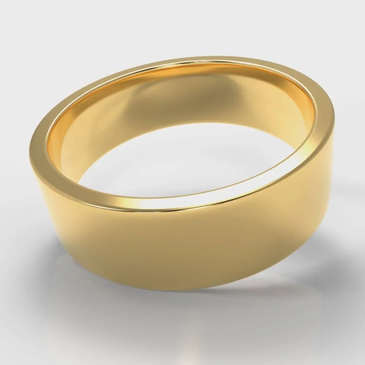 7mm Flat Top Comfort Fit Wedding Ring - Yellow Gold