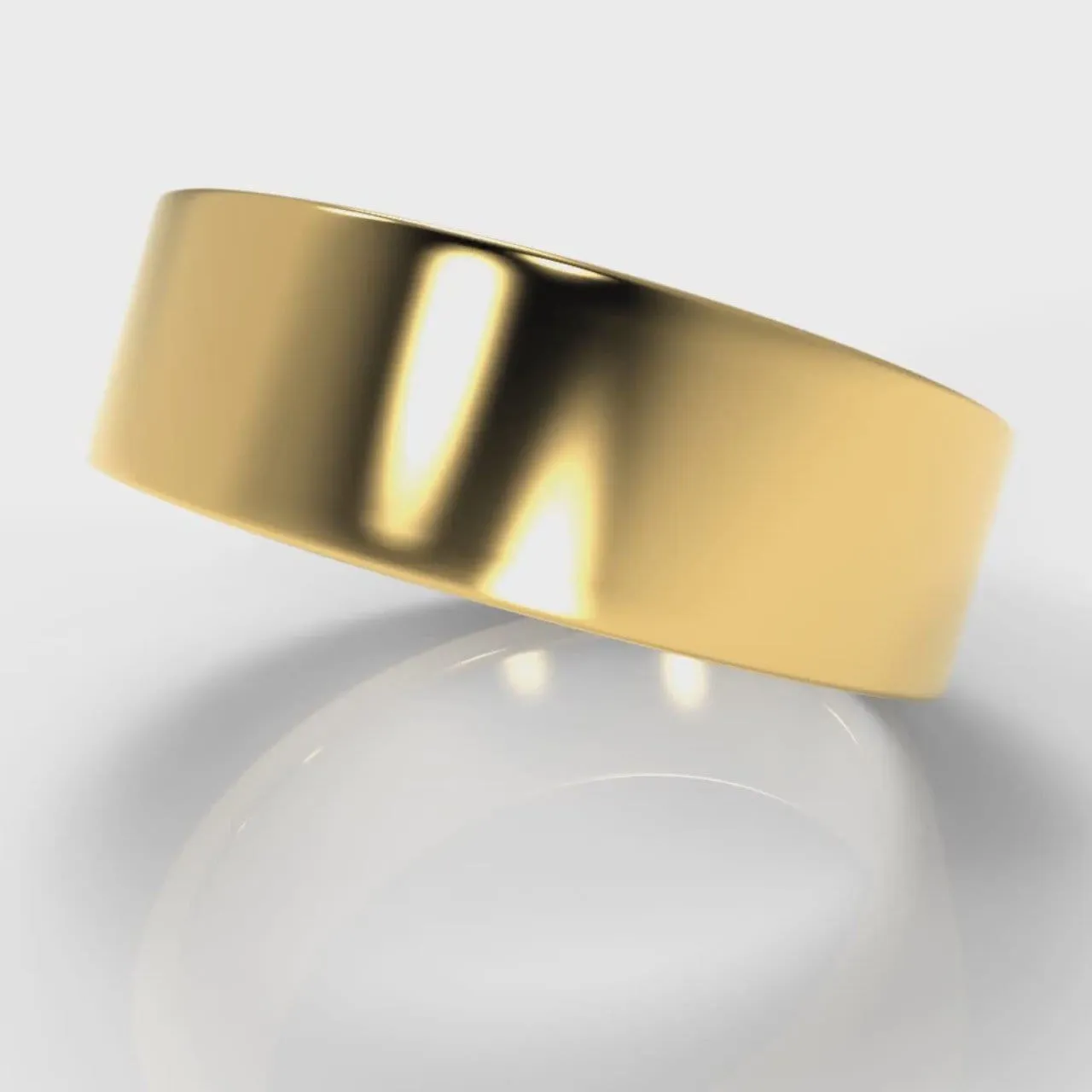 7mm Flat Top Comfort Fit Wedding Ring - Yellow Gold