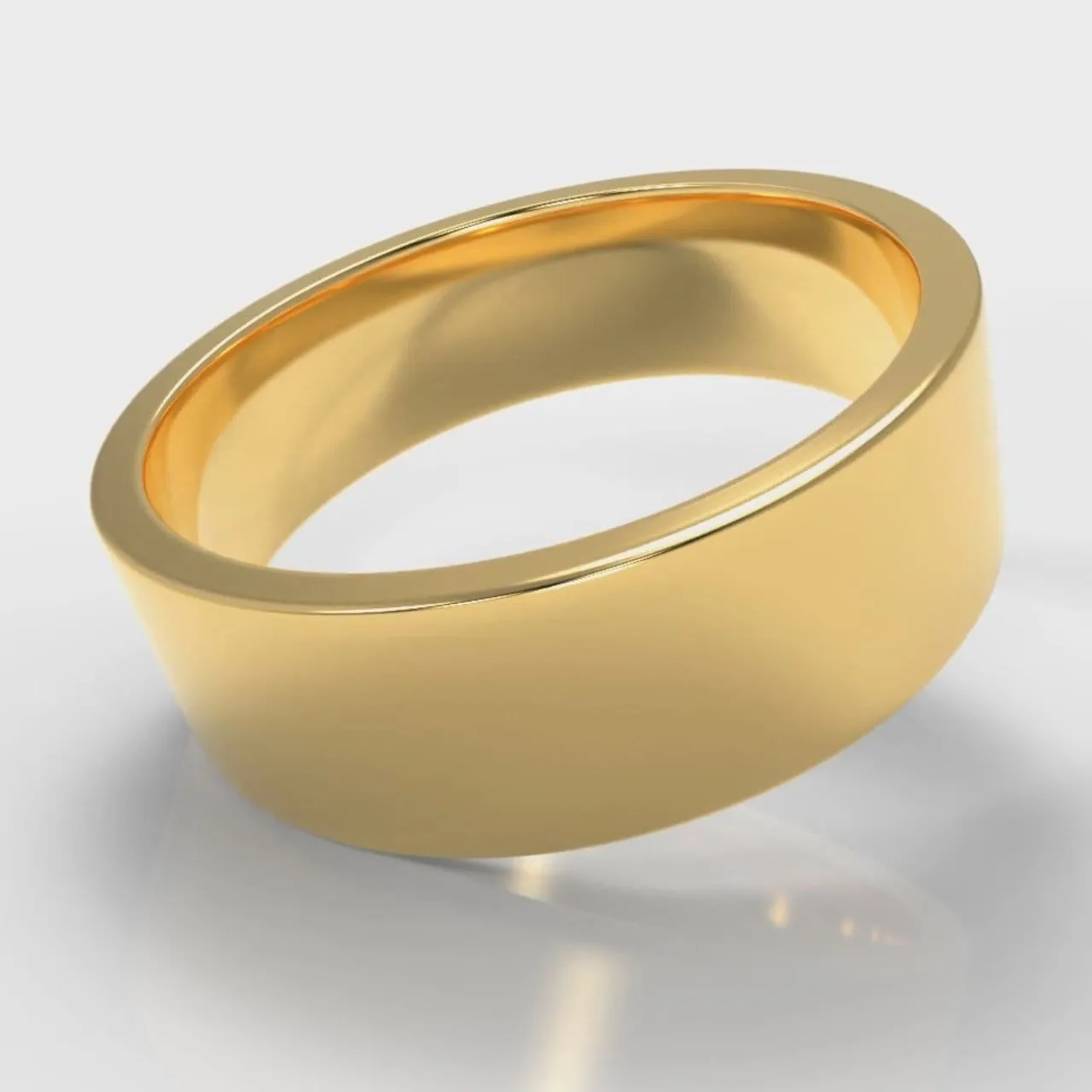 7mm Flat Top Comfort Fit Wedding Ring - Yellow Gold