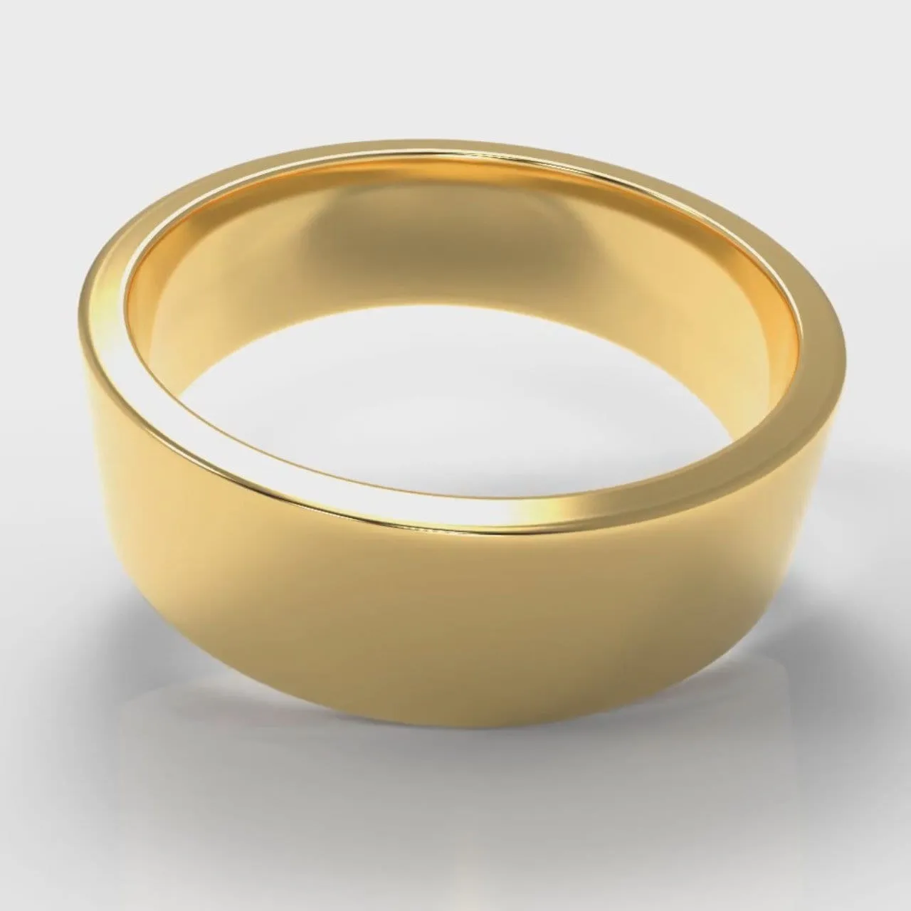 7mm Flat Top Comfort Fit Wedding Ring - Yellow Gold