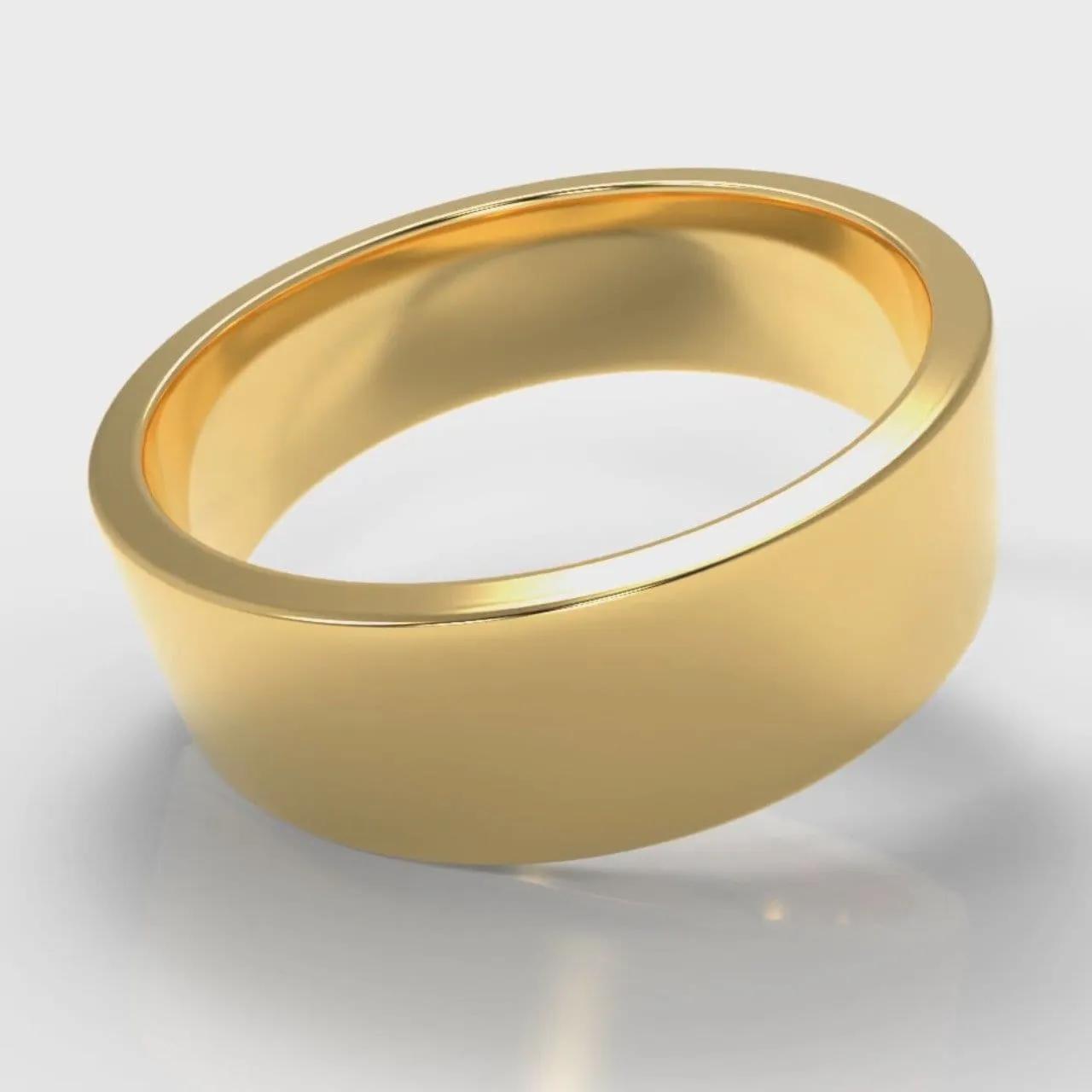 7mm Flat Top Comfort Fit Wedding Ring - Yellow Gold