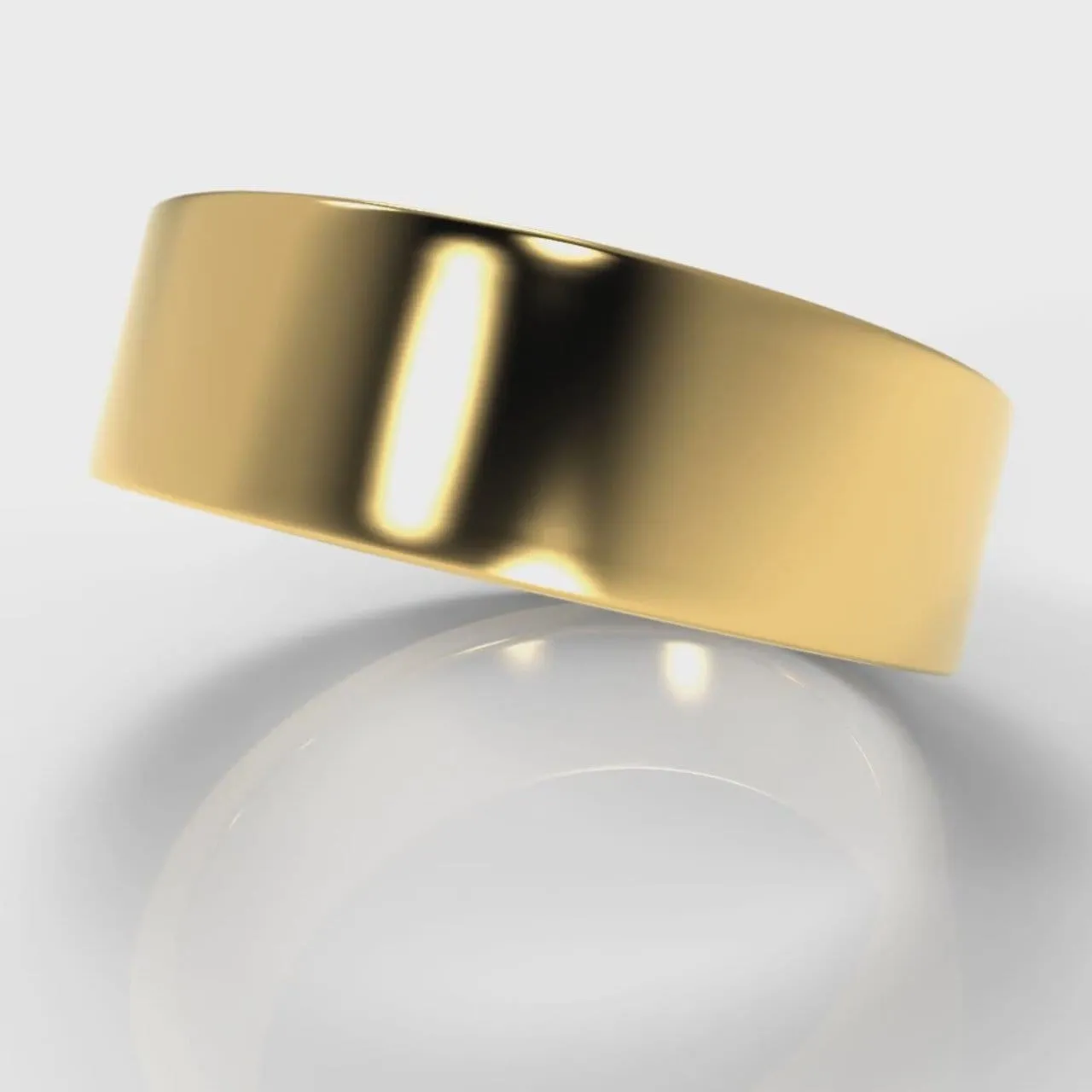 7mm Flat Top Comfort Fit Wedding Ring - Yellow Gold