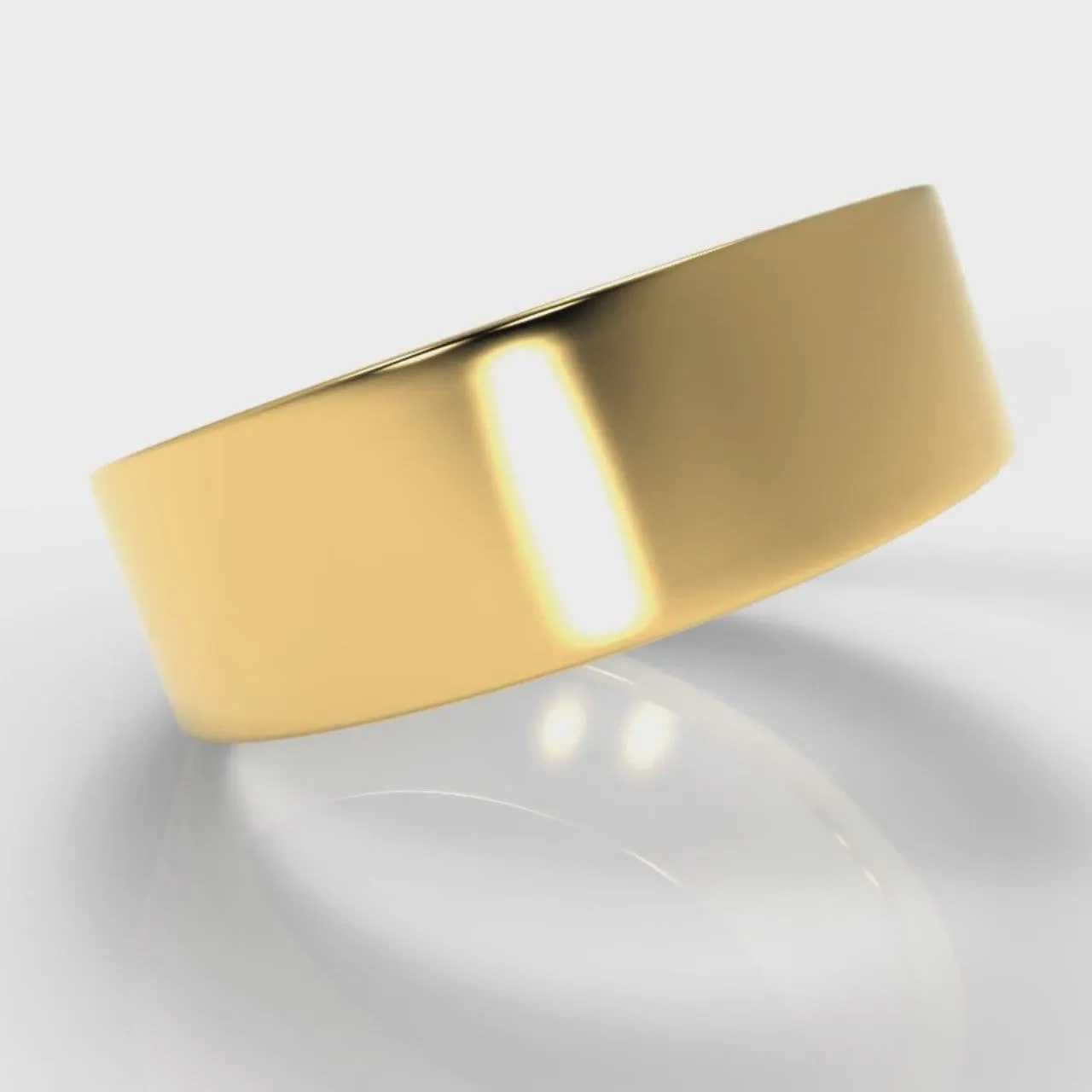 7mm Flat Top Comfort Fit Wedding Ring - Yellow Gold