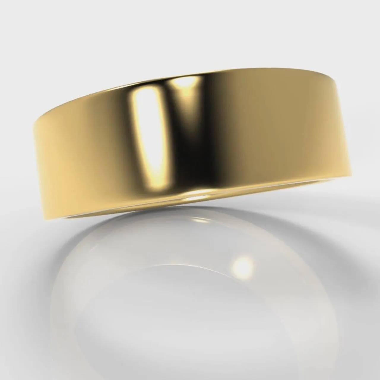 7mm Flat Top Comfort Fit Wedding Ring - Yellow Gold