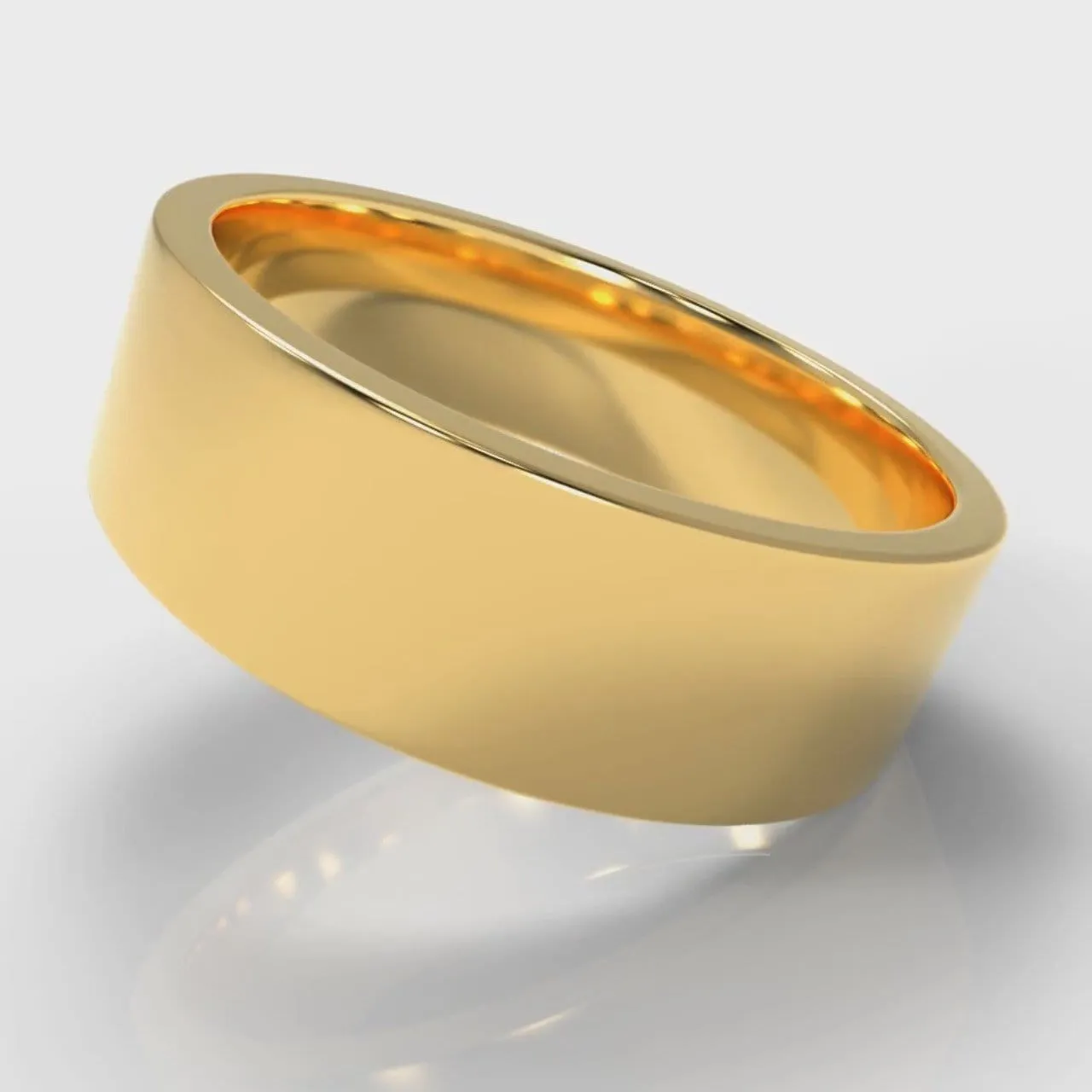7mm Flat Top Comfort Fit Wedding Ring - Yellow Gold