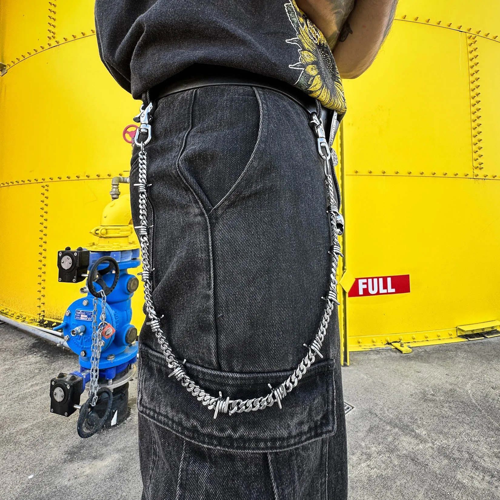 9mm Barbed Wire Cuban Wallet Chain