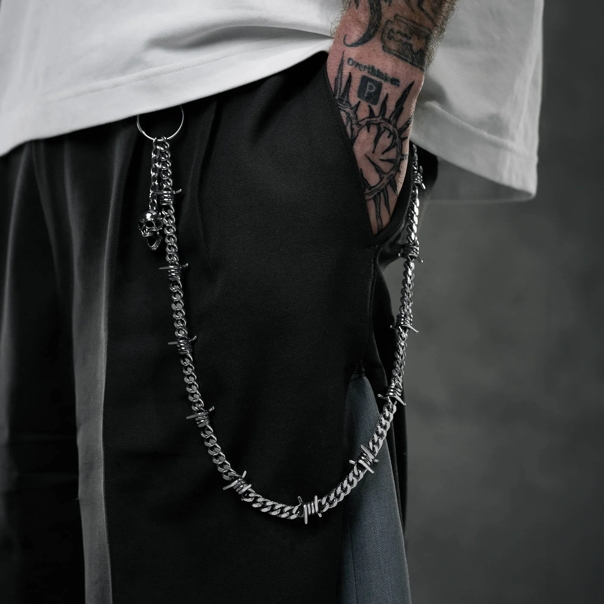 9mm Barbed Wire Cuban Wallet Chain