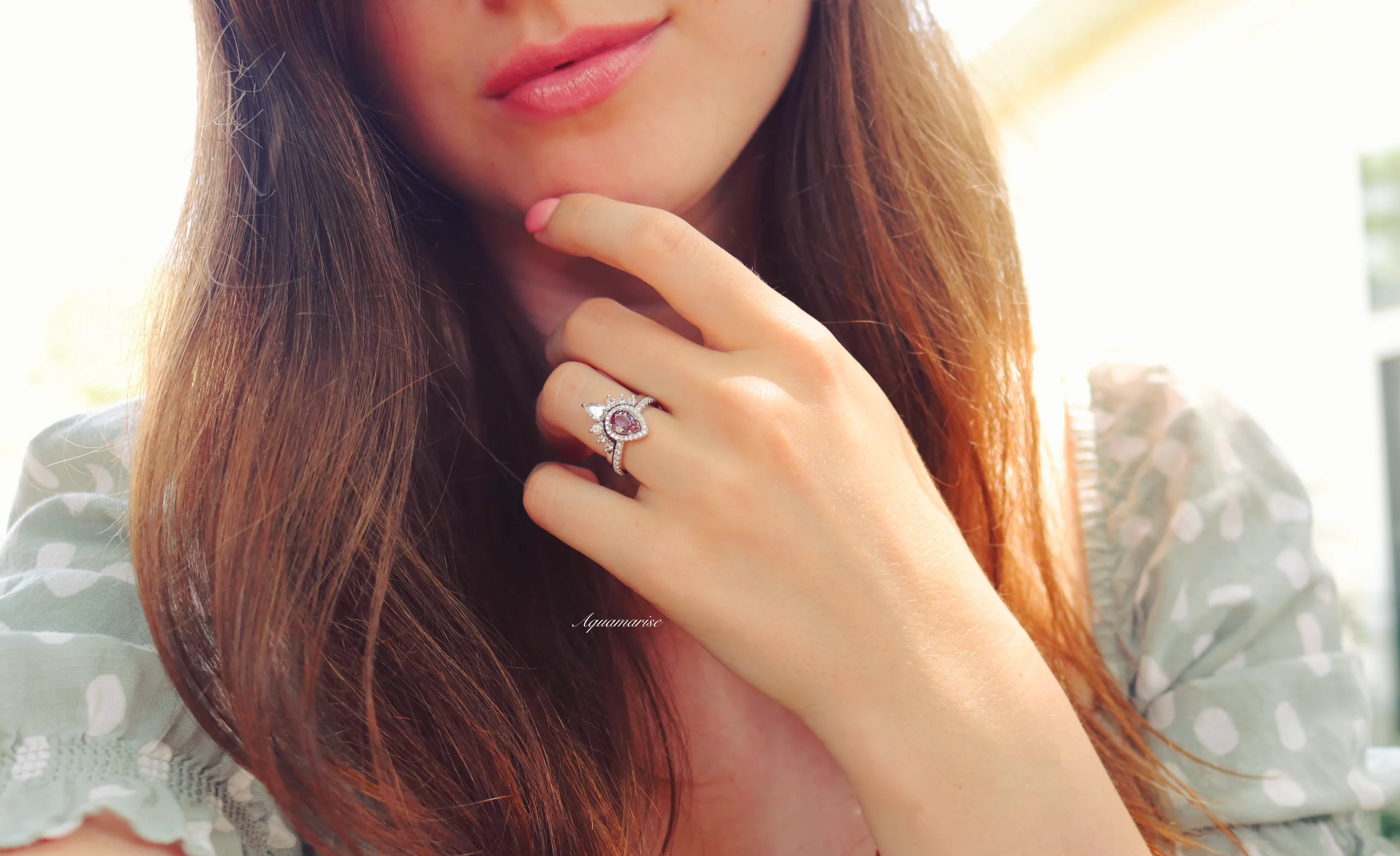 Amy Teardrop Alexandrite Ring Set- Sterling Silver