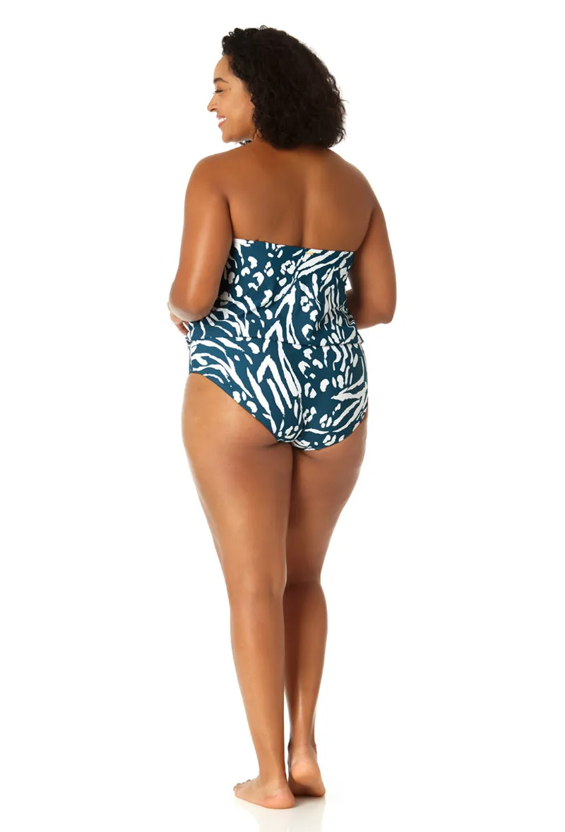 Anne Cole Plus - Women's Strapless Blouson Keyhole One Piece Swimsuit