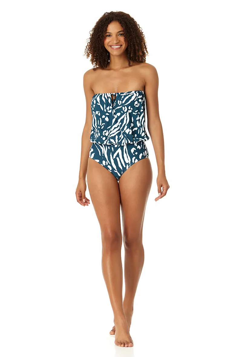 Anne Cole - Women's Strapless Blouson Keyhole One Piece Swimsuit