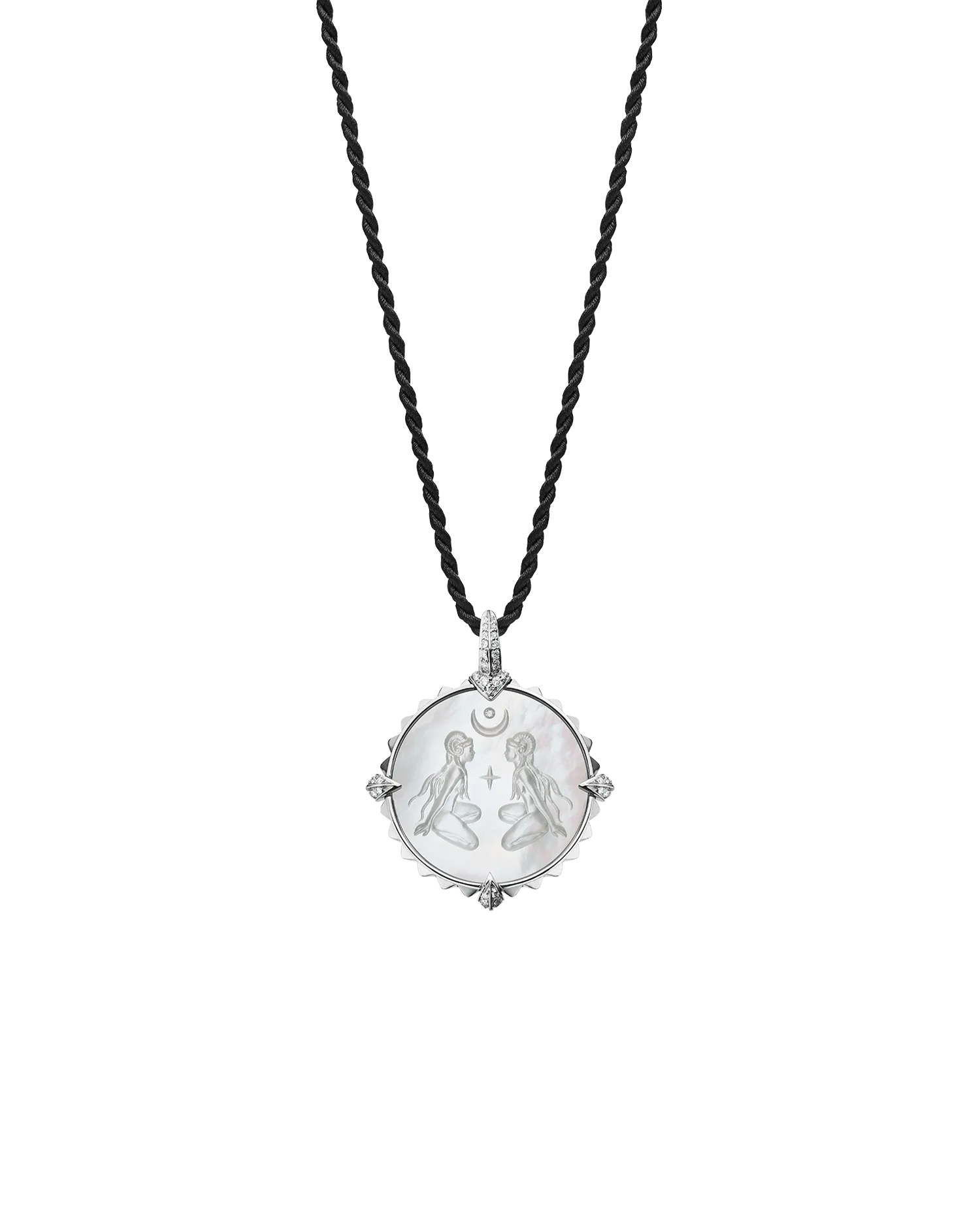 Aries Coin Charm | Mother of Pearl, Diamonds, and White Gold