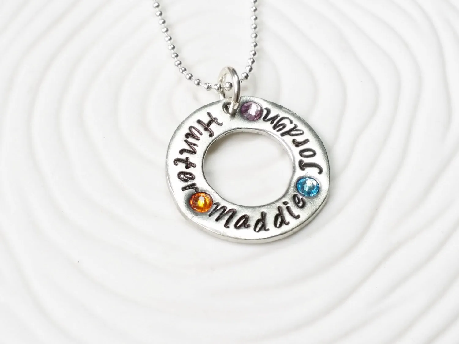 Birthstone Washer Necklace | Mother's or Grandmother's Necklace