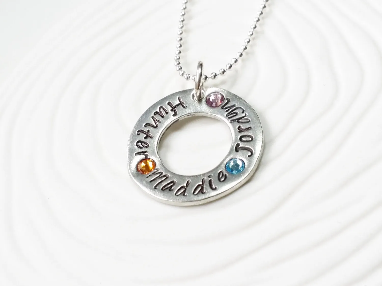 Birthstone Washer Necklace | Mother's or Grandmother's Necklace