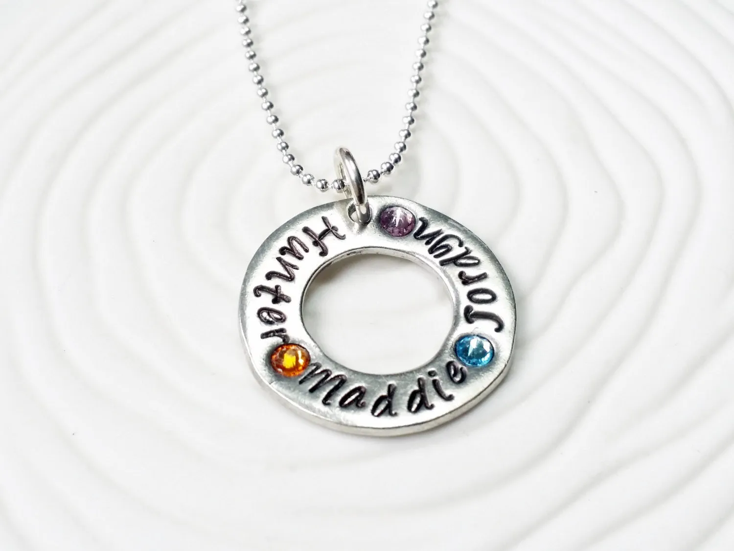 Birthstone Washer Necklace | Mother's or Grandmother's Necklace