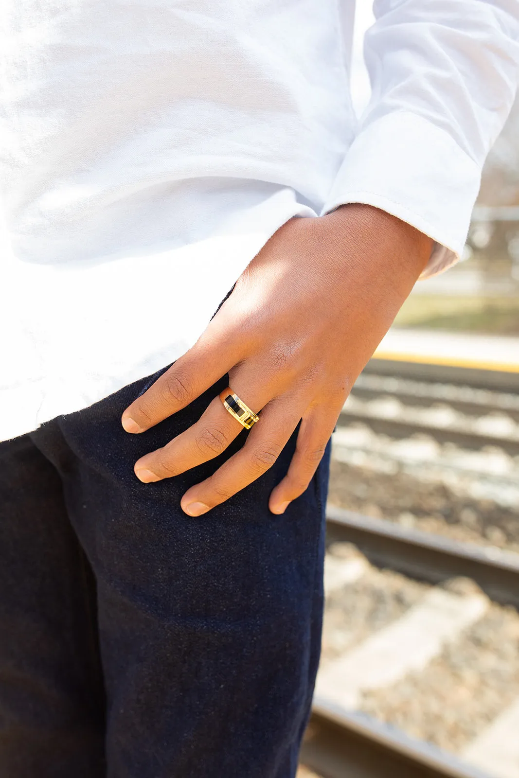 Black Onyx Ring in 14K Gold