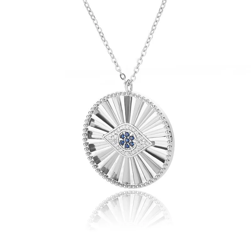 BLUE EVIL EYE PENDANT NECKLACE FOR WOMEN LUCKY ZIRCON ROUND GIRL SIMPLE CHAIN FEMALE DAILY MINIMALIST JEWELRY GIFTS