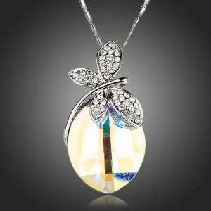 Butterfly on Crystal Pendant Necklace KPN0129