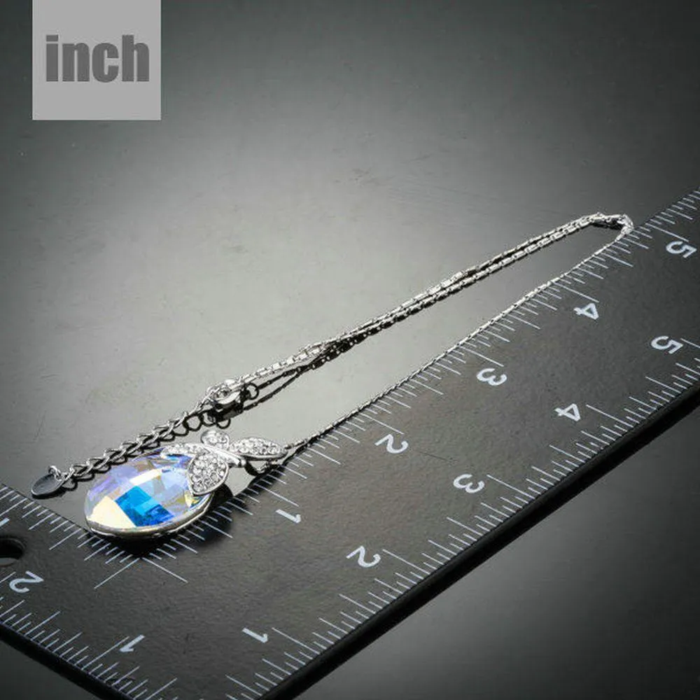 Butterfly on Crystal Pendant Necklace KPN0129