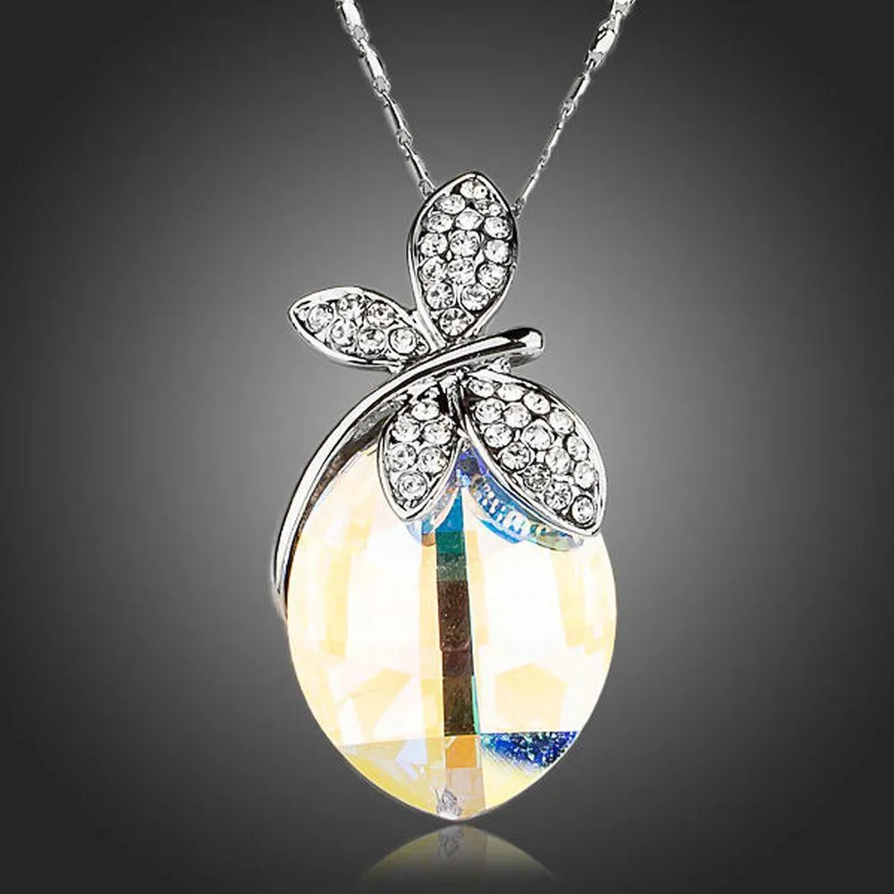 Butterfly on Crystal Pendant Necklace KPN0129