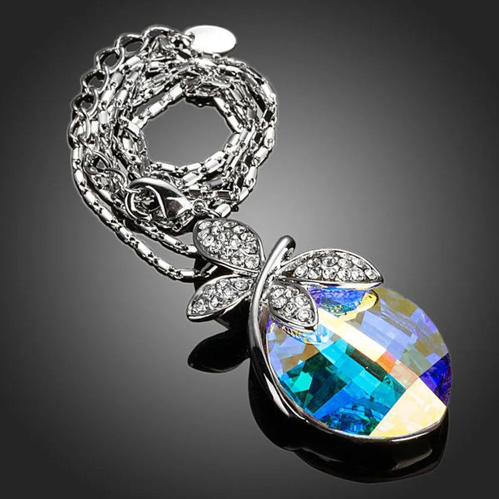 Butterfly on Crystal Pendant Necklace KPN0129