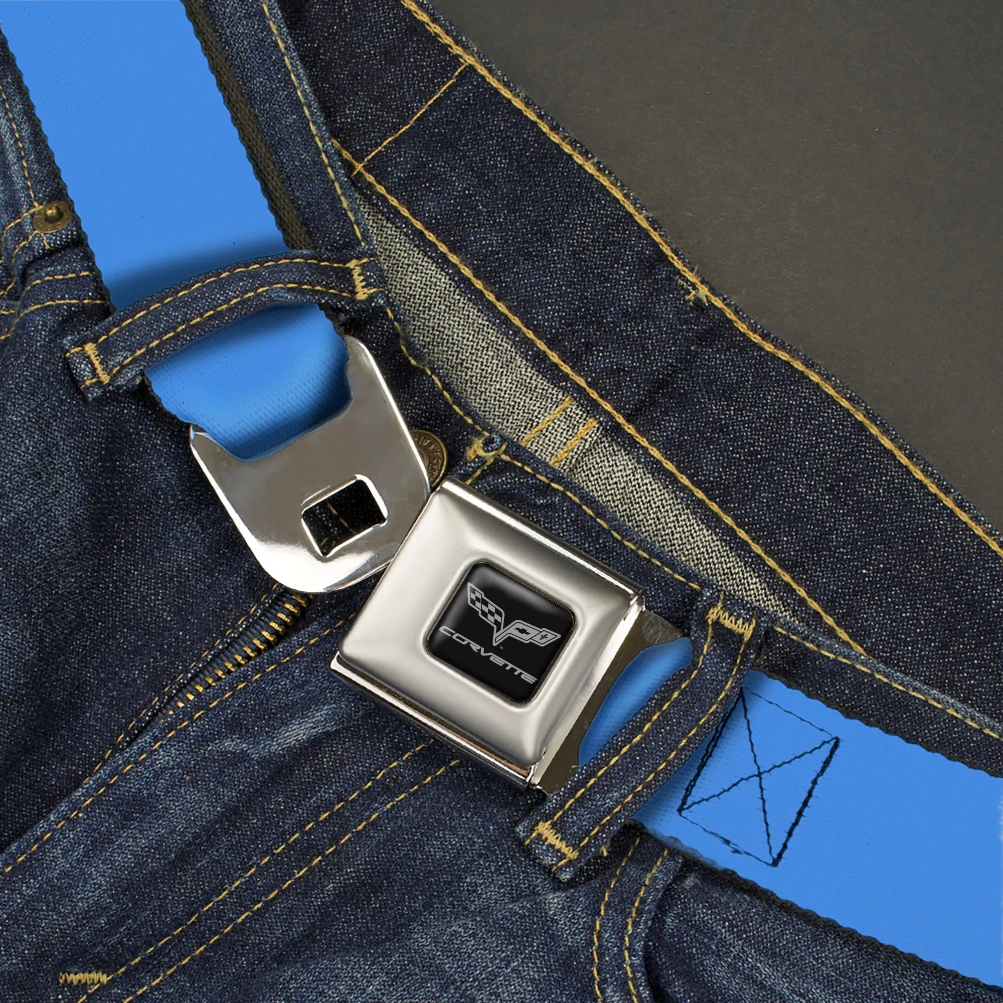 C6 Seatbelt Belt - Baby Blue Webbing
