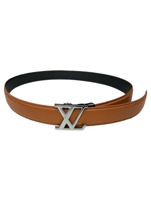 Cognac Men's Belt Leathers Fashion Design Genuine Leather Silver Buckle