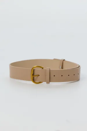Core Wide Vegan Leather Belt - Almond