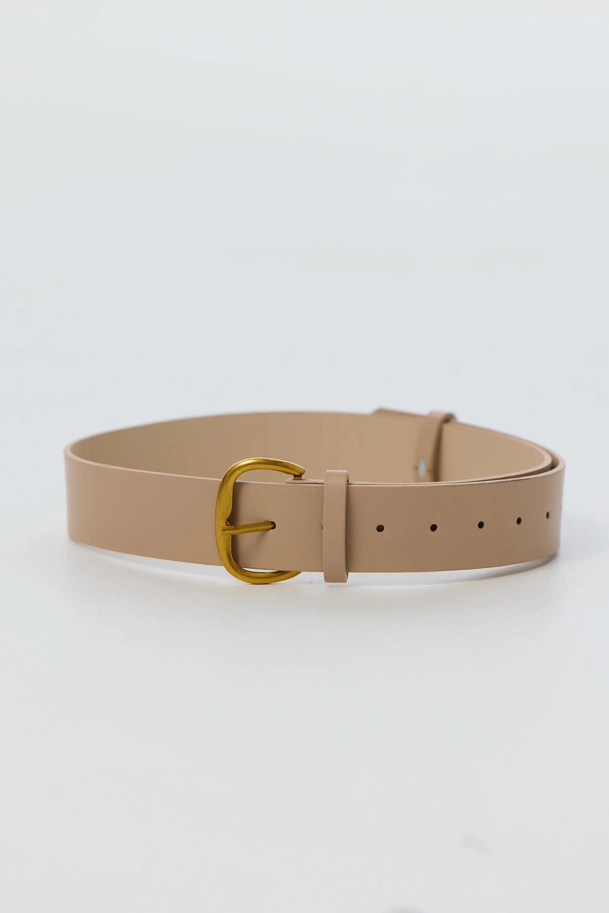 Core Wide Vegan Leather Belt - Almond